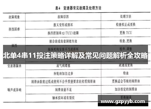 北单4串11投注策略详解及常见问题解析全攻略